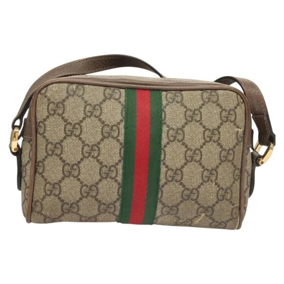 GUCCI GG Supreme Web Sherry Line Shoulder Bag PVC Beige Gold 517350 Auth bs27547 - Picture 2 of 16